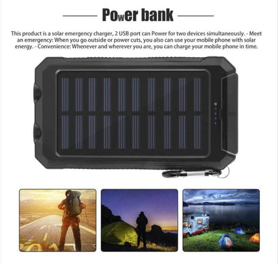 30000mAh Portable Dual LED Light Solar Power bank